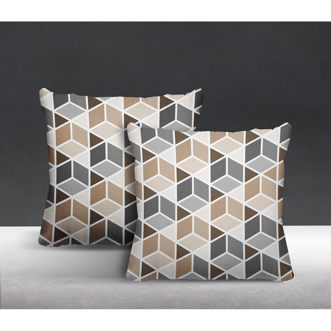 Indoor / Outdoor Geometric Square Throw Pillow (Set of 2) ULLI HOME