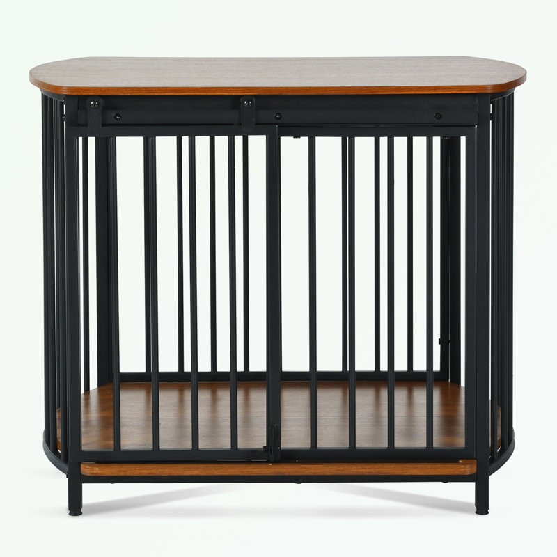 Cage pour chien avec portes doubles, Brun