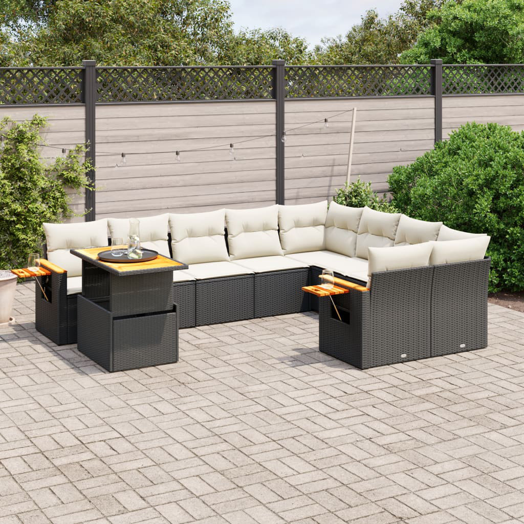 10-Sitzer Lounge-Set aus Polyrattan mit Polster