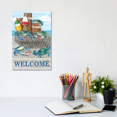 Crab Welcome 1 Piece Wall Art on Canvas