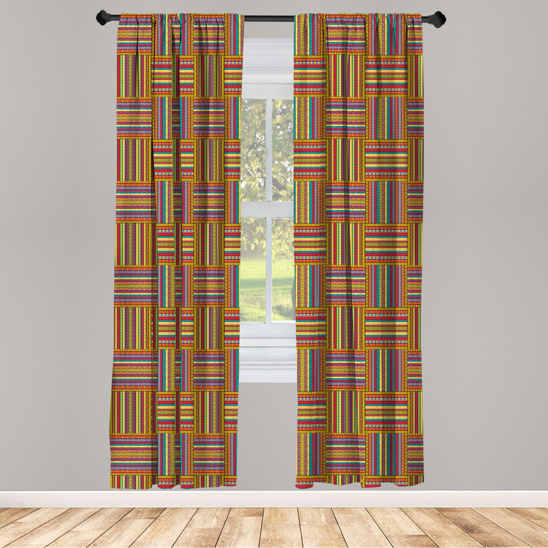 African Semi-Sheer Rod Pocket Curtain Panels, 28" x 84"
