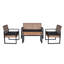 Mobilier de patio 4: table, brun, sièges ergonomiques 4 sièges de jardin: plateau de table en bois, conception confortable