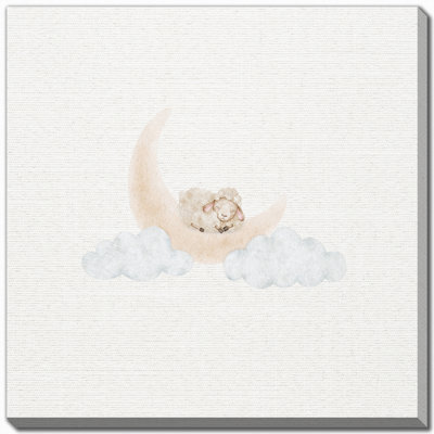 Sheep On Moon Canvas Wall Art