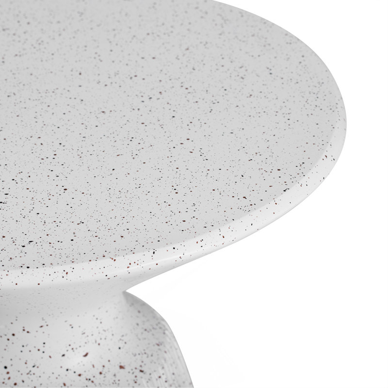 Table d'appoint d'extérieur en marbre blanc texturé MGO