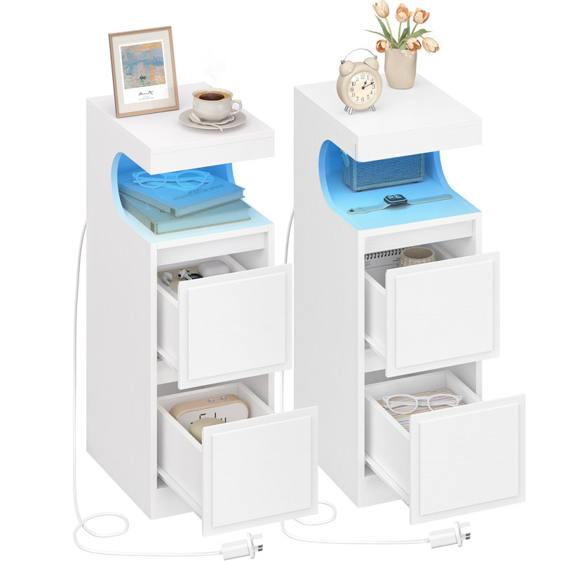 24cm W Manufactured Wood Bedside Table