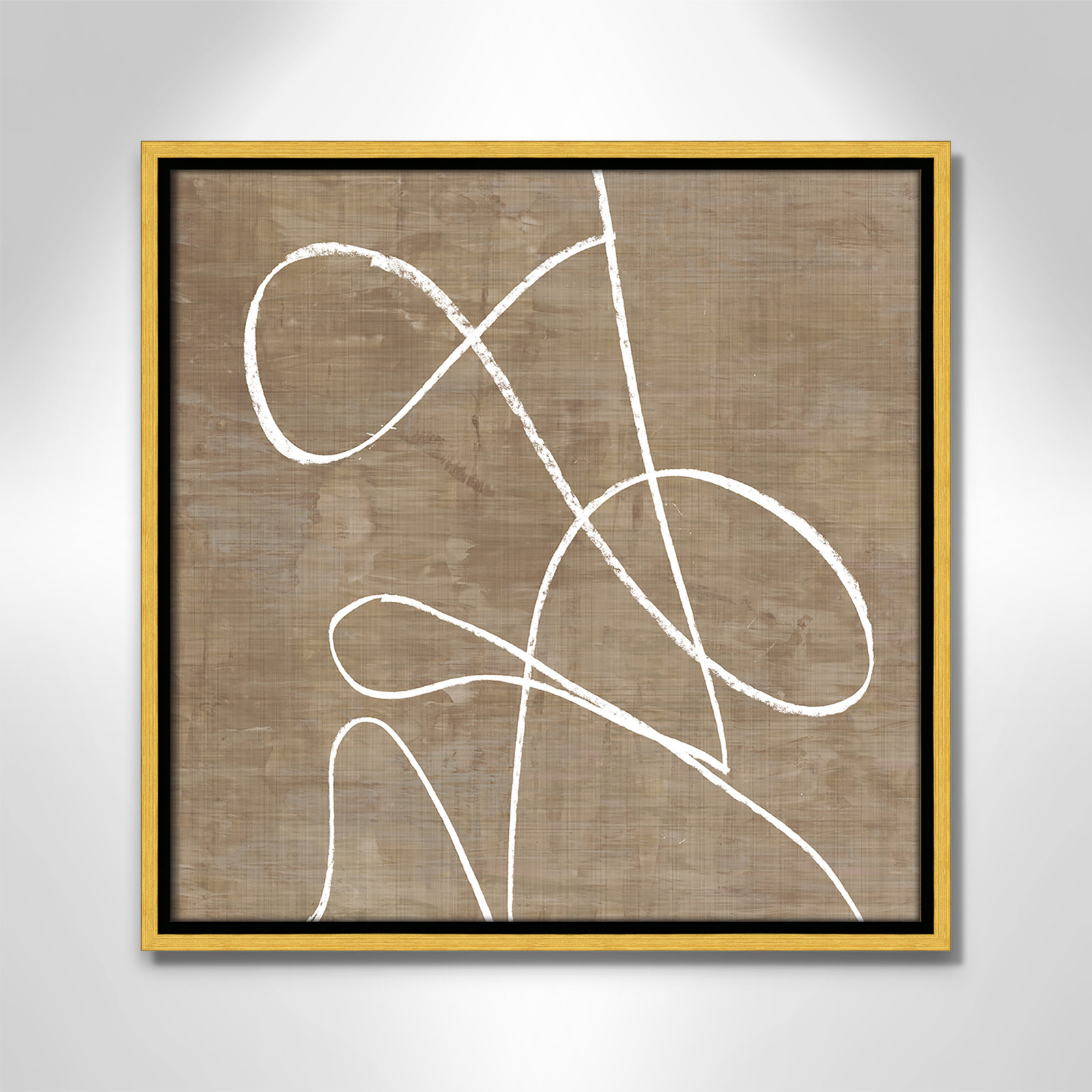 Swooping Lines - Floater Frame Painting on Canvas, 17.5" H x 17.5" W, Silver