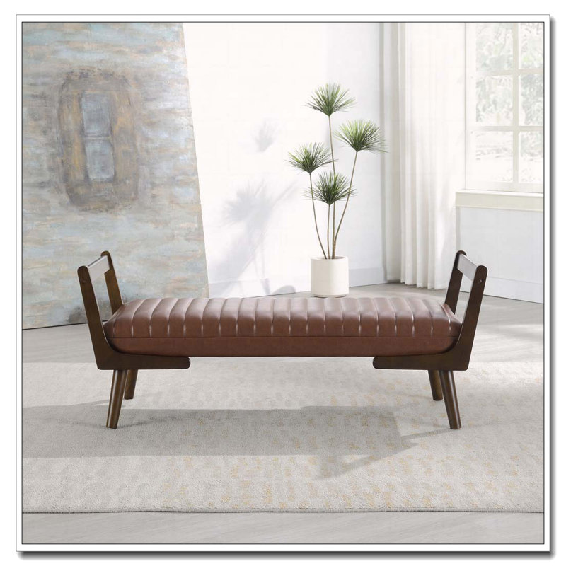 52" Upholstered Bench, Cognac