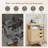 Bathroom Storage Cabinet with Fluted Sliding Door, 3 Drawers Bathroom Floor Cabinet w/Adjustable Shelf, Faux Marble Top-710877971