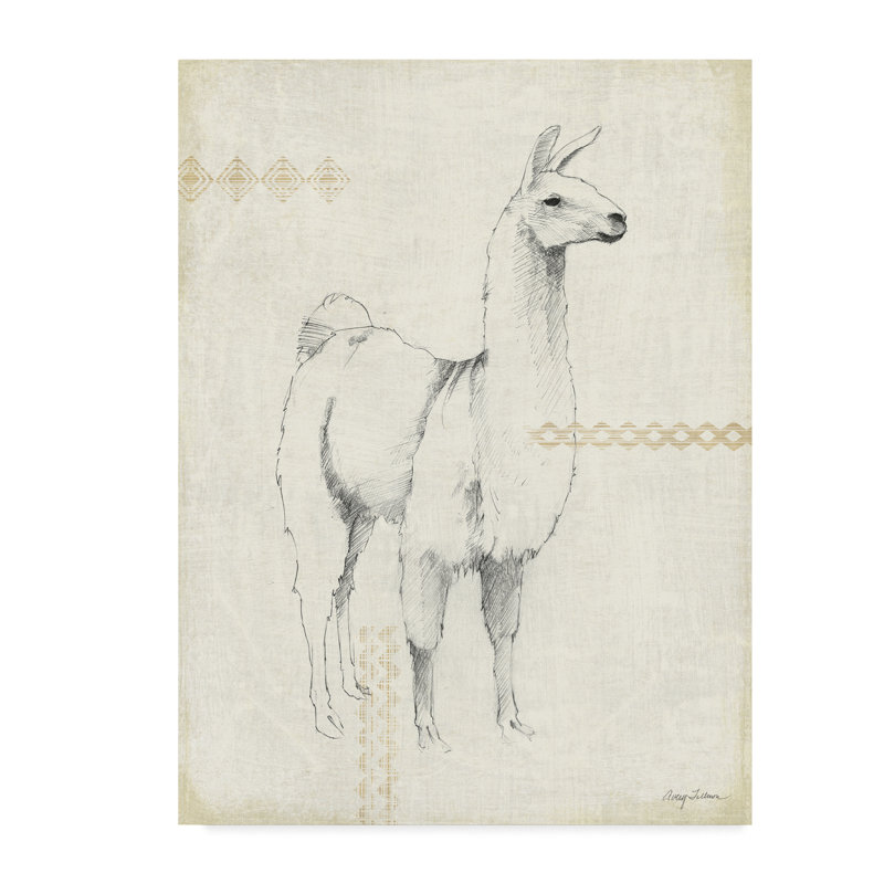 « llama land xi », art sur toile, H 19 po x l 14 po x P 2 po