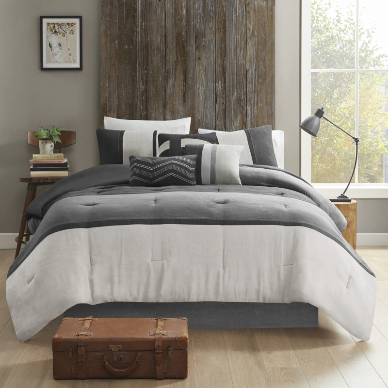 Ensemble d'édredon en microfibre Palisades, Édredon de très grande taille et 6 pièces suppl, Noir