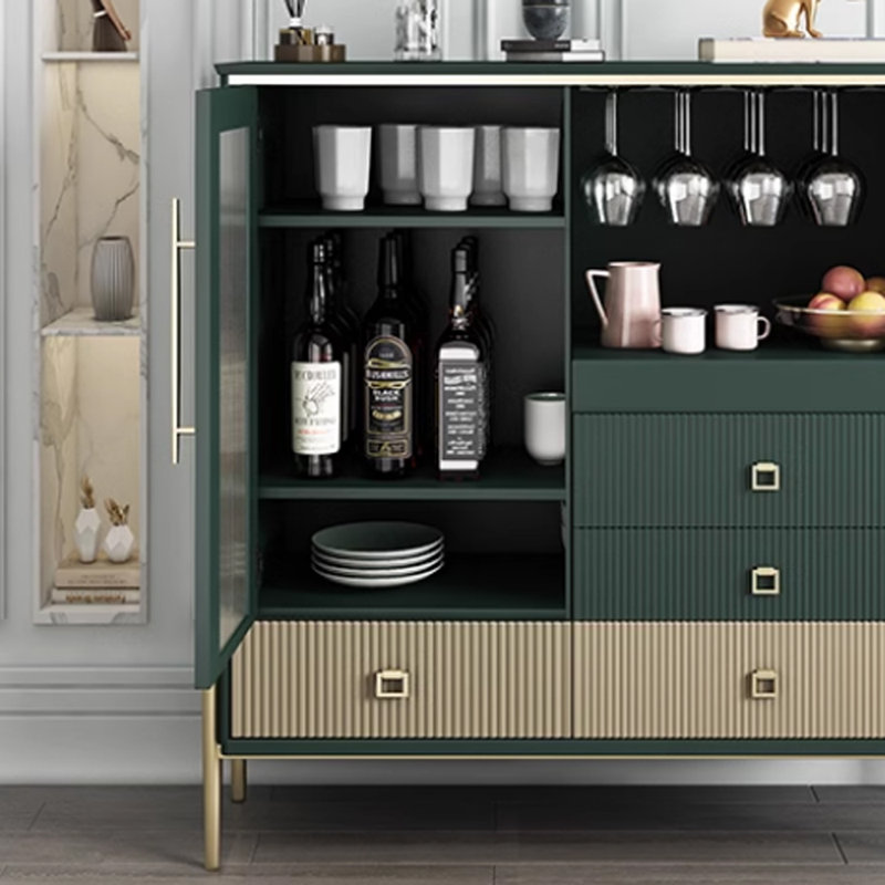 Buffet en bois massif clair de luxe 39,3 po, Vert