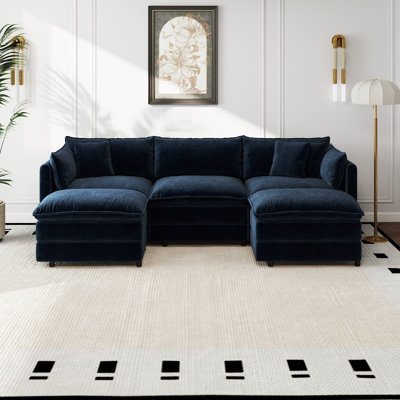 Canapé-lit en chenille moderne avec repose-pieds