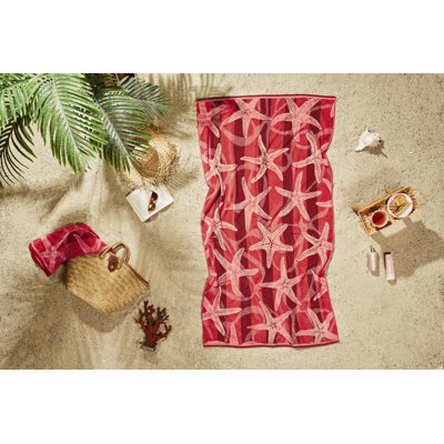 Serviette de plage Ozdilek Starfish Bliss 40 x 72 en coton turc - 100% coton, séchage rapide de luxe, très grande, serviette de plage douce, absorbante, résistante à la décoloration, au bord de la piscine, spa, surdimensionnée (Starfish Bliss 40 * 72)