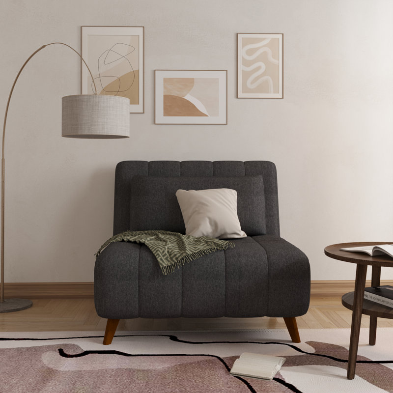 Chaise convertible rembourrée Jazariah, Gris anthracite