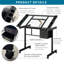 Adjustable Art Drawing Desk Craft Station Drafting With 2 Fabric Drawers And 4 Wheels (Black)-326289327