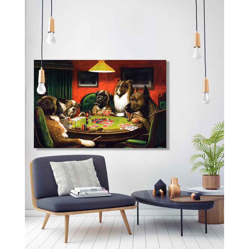 " Dogs Playing Pokers " Painting Print, 18" H x 24" W x 1.5" D