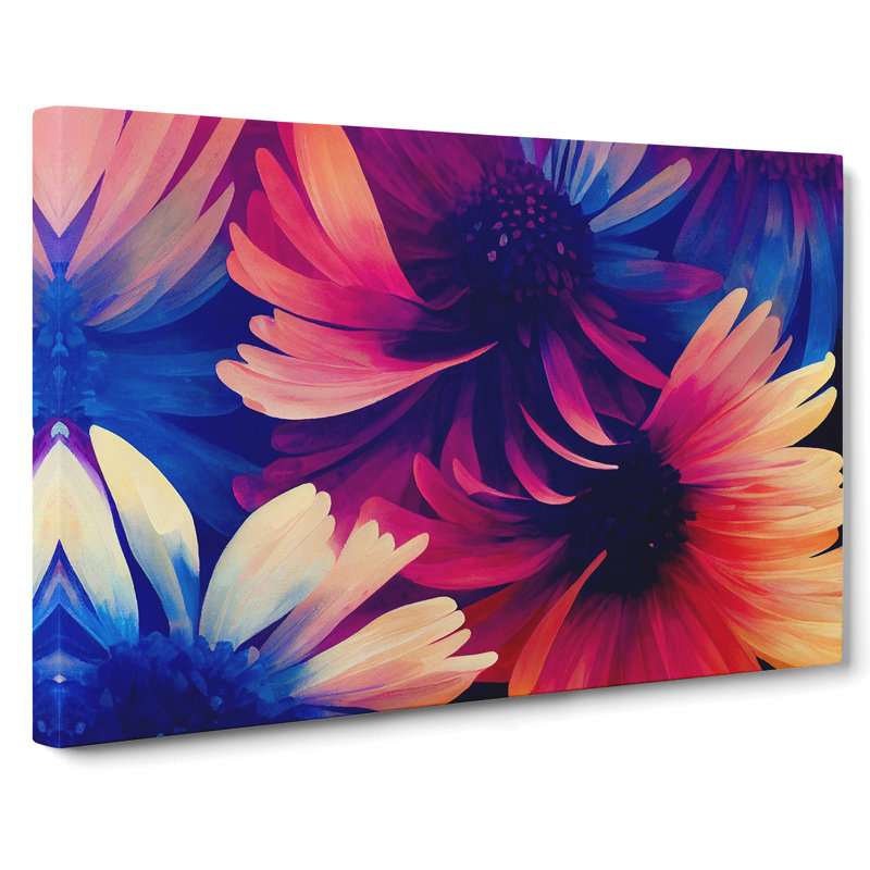 Dazzling Chrysanthemum Flowers Abstract - Wrapped Canvas, 35cm H x 50cm W x 3cm D