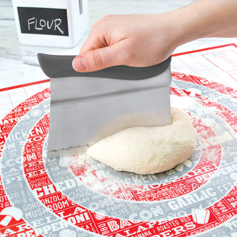 Tovolo Bench Scraper With Measurement Guide, Dough Divider With Offset Blade, Pastry Scraper With Ruler, Ergonomic Baking Tool, Dishwasher-Safe & BPA-Free