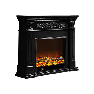 European-style retro living room solid wood electric simulated fireplace TV cabinet