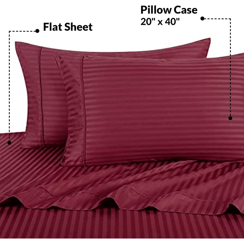 Microfiber Striped Sheet Set, Burgundy, Twin