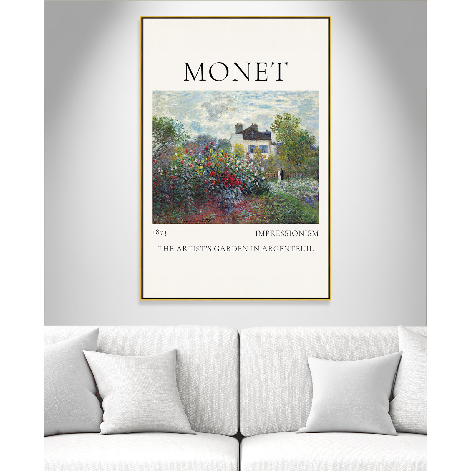 Rocchetto "Artists Garden in Argenteuil" Print, Gold Floater Frame, No, 61.5" H x 41.5" W x 2" D
