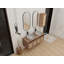 Meuble-lavabo 48 po avec lavabo d'art 2 en céramique et armoire latérale, 4 portes à fermeture douce, montage flottant, contreplaqué (emballage KD)
