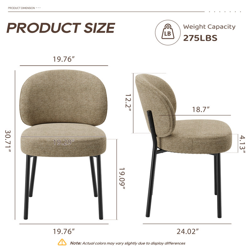 Upholstered Dining Chair with Thick Cushioned Seat, Camel