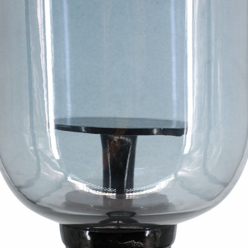 Grand porte-bougie moderne en métal et verre Modern, H 43 po x l 7 po x P 7 po, Noir
