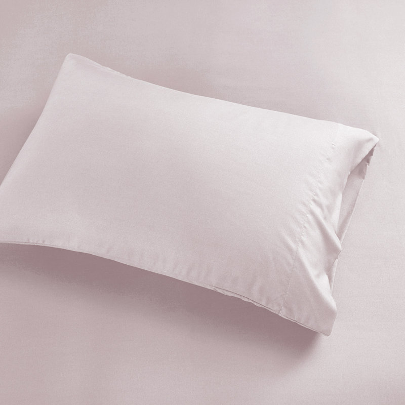 Blush Twin XL Solid Microfiber Sheet Set