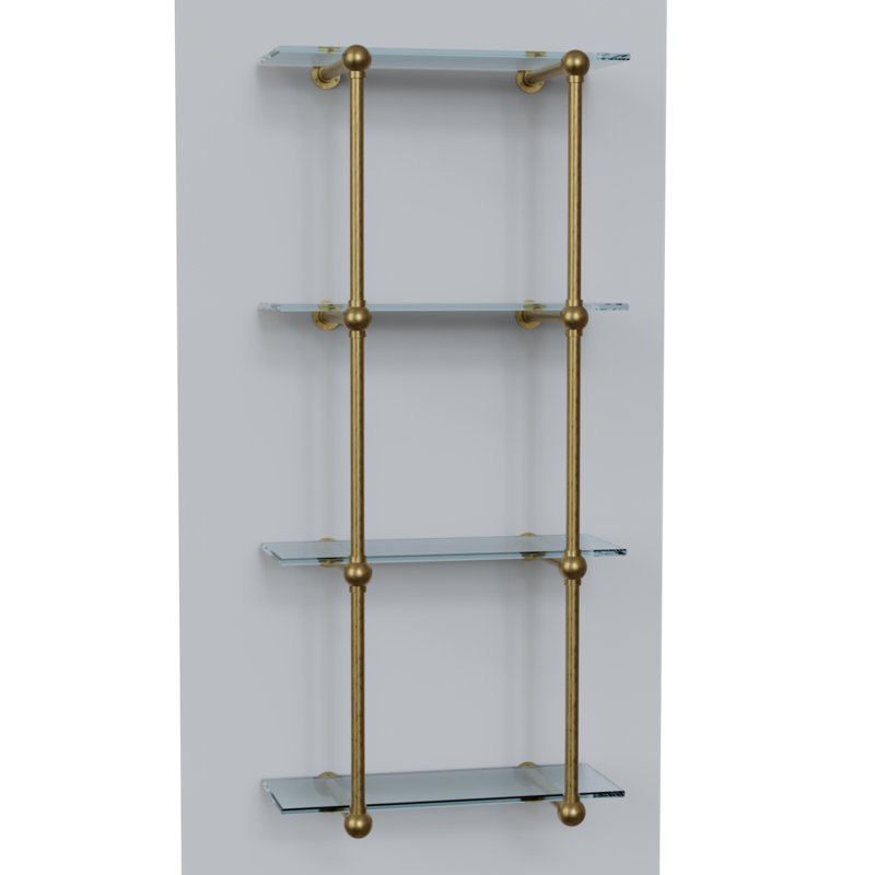 Siek 15.313'' W Metal Shelving Unit, Satin Brass