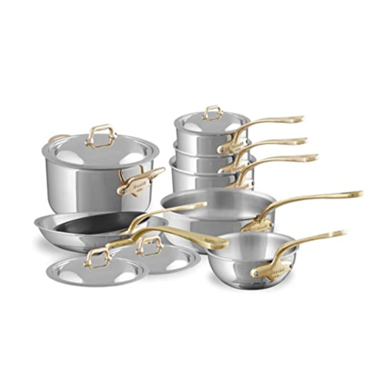 Mauviel M'cook B 12-Piece Cookware Set With Brass Handles