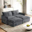 Fauteuil inclinable en velours côtelé gris avec 2 repose-pieds, construction, tissu, éponge confortable pour le salon 2, bois doux pour le confort-101821890-101821893
