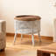 Table basse ronde en fer massif rétro brun-1122369538