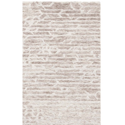 Ebony 927 Hand Tufted Wool/Cotton Abstract Rug in Light Brown/Ivory