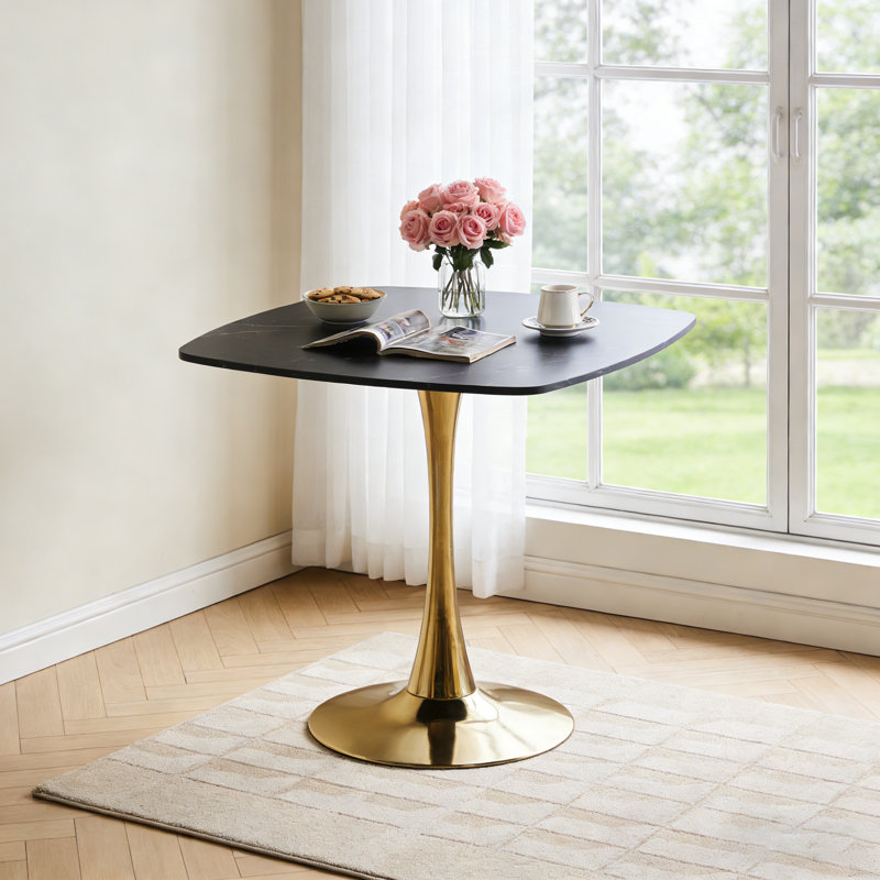 Table de salle à manger Mid-Century, Noir, 28.94" H x 31.5"W x 31.5"D