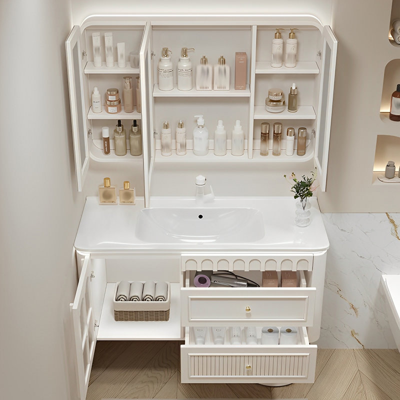 Armoire de salle de bain de style français crème