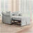 Chenille Convertible Sleeper Chair with Adjustable Backrest, 3 IN 1 Lounger Chair Turns Into Bed, Single Bed for Living Room, Gray-1083245886