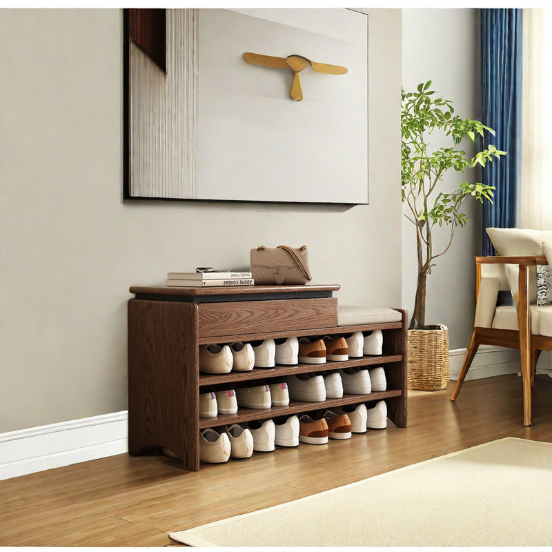 10 Pair Shoe Storage Bench, Brown
