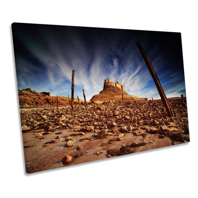 Lindisfarne Castle Holy Island Sunset - Wrapped Canvas Print