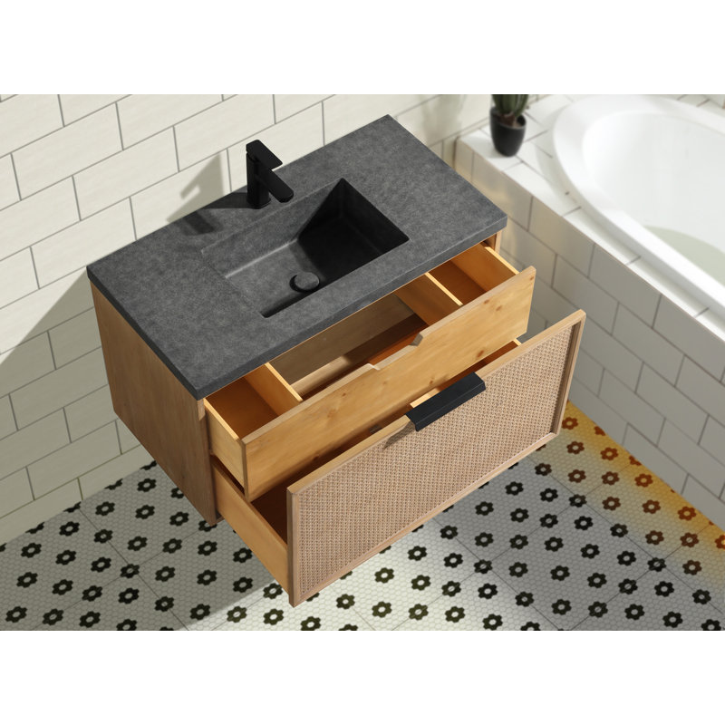 36'' Weathered Fir and Concrete Floating Bathroom Vanity
