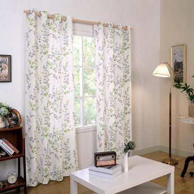 Curtains For Living Room 2 Panels Set Floral Leaf Patterns, Light Filtering Window Privacy Curtains For Bedroom Boho Farmhouse Vintage