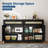 60'' Rattan Sideboard, Sideboard Cabinet with 2 Drawers and 4 Rattan Doors, Buffet Cabinet with Adjustable Shelves for Dining Room, Living Room and EntryWay-1021428347
