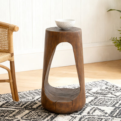 Eulla MGO Hollow Side Table，Wood-like texture