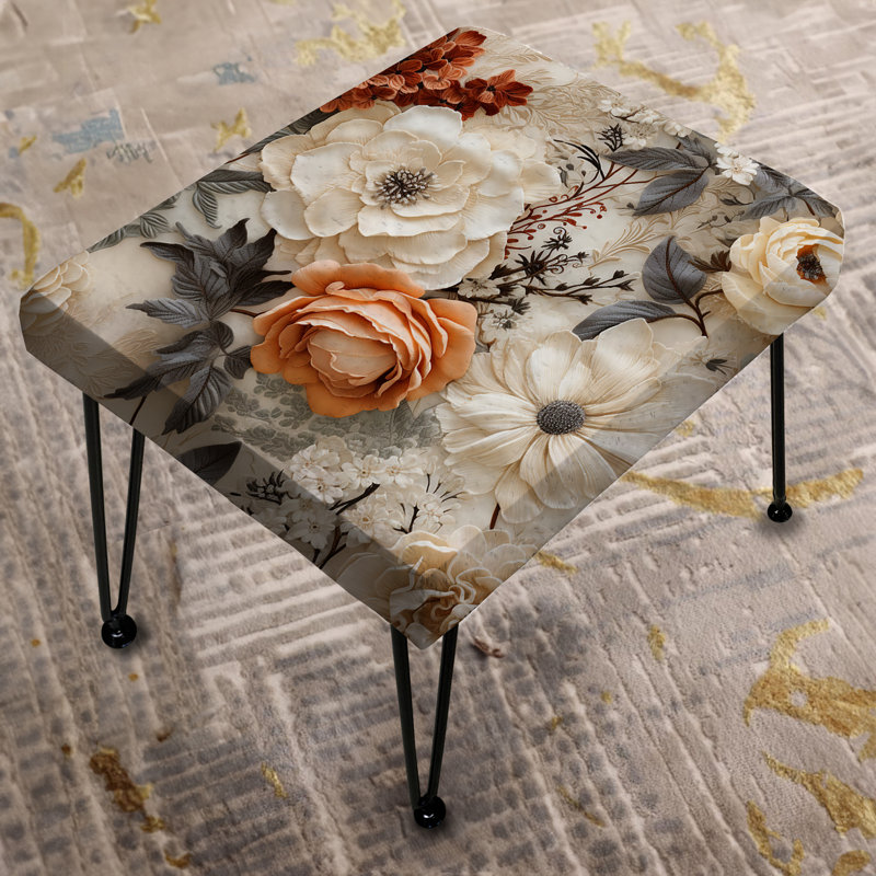 Rustic Lace Romance Victorian Pattern V - Floral Rectangle Ottoman