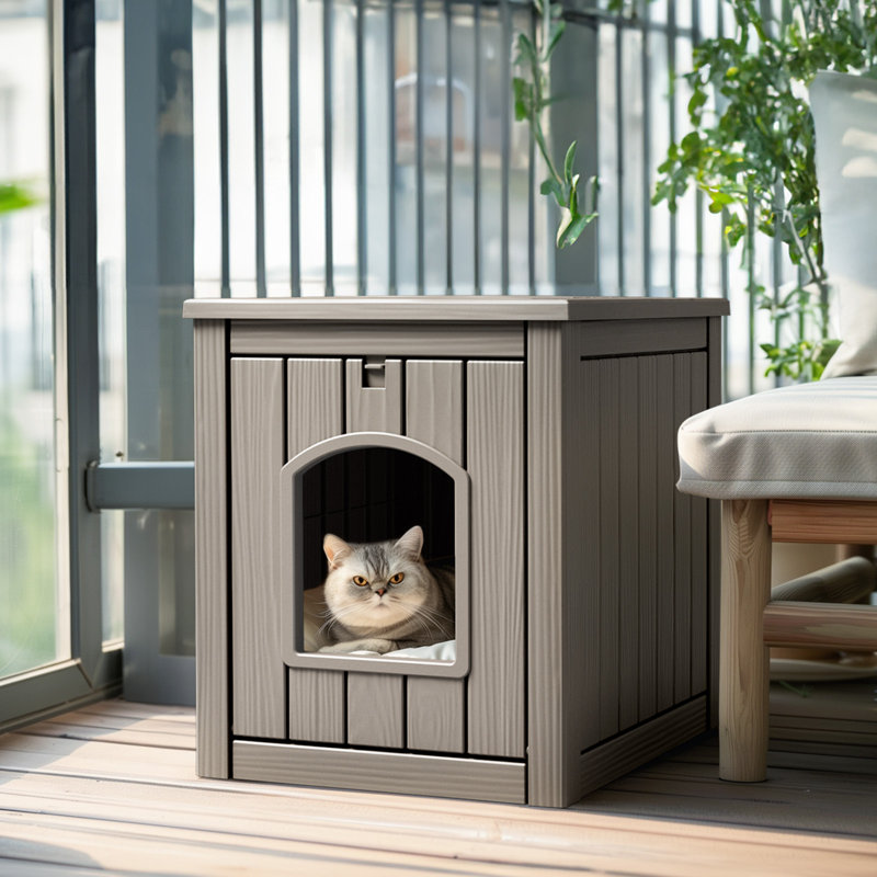 Maison de chat imperméable pour l'extérieur, Brun clair