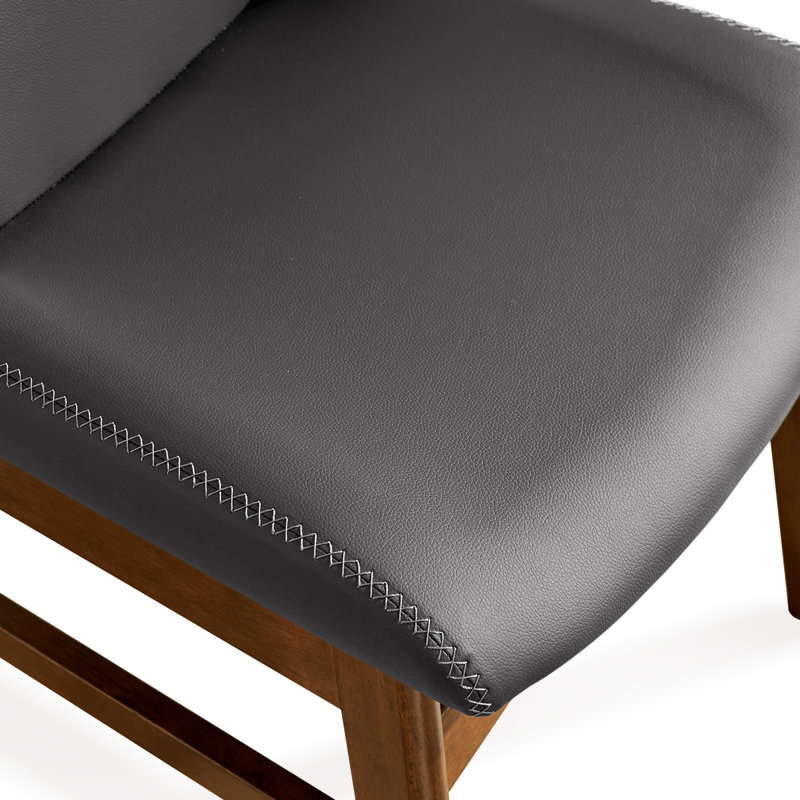 Pu Leather Dining Chairs, Modern Leather Dining Chairs With Solid Wood Frame, Water-Resistant & Easy-Clean, Gray, 2