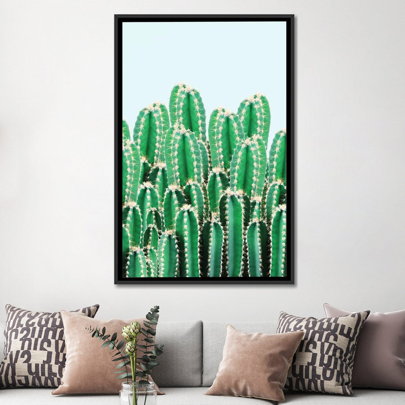 «Kaktos», impression sur toile, H 60 po x l 40po x P 1,5 po, Toile avec cadre flottant noir, Pas de tapis