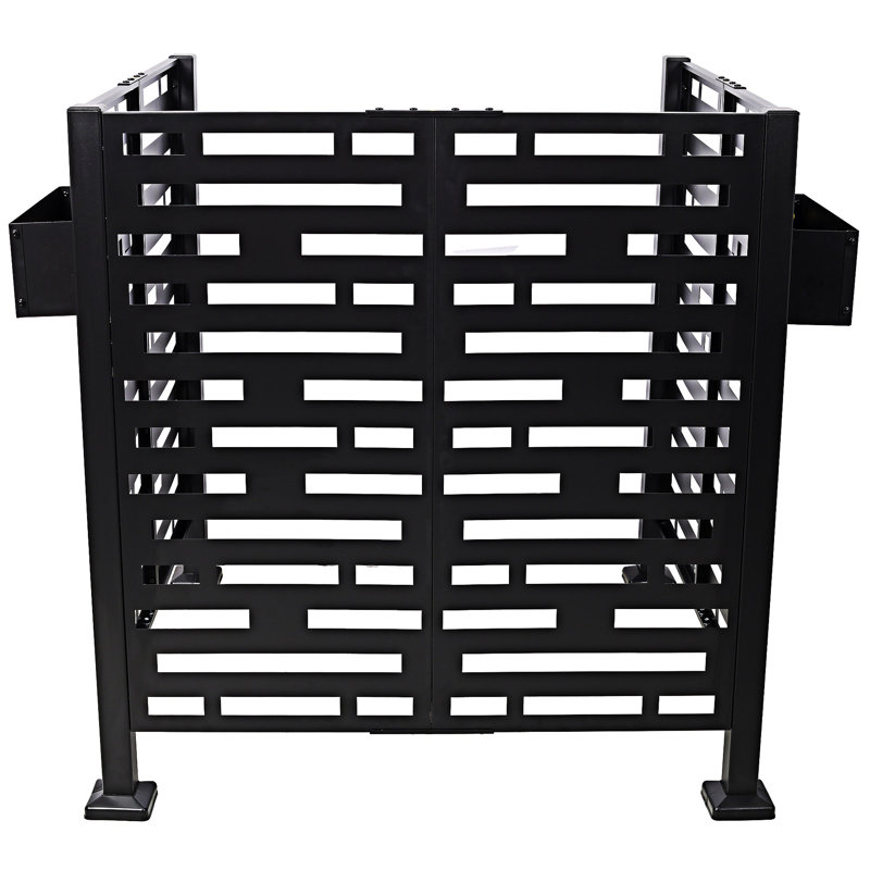 Écran d'intimité en métal avec clôture et boîtes à fleurs, H 45,01 po x l 42,31 po x P 42,31 po