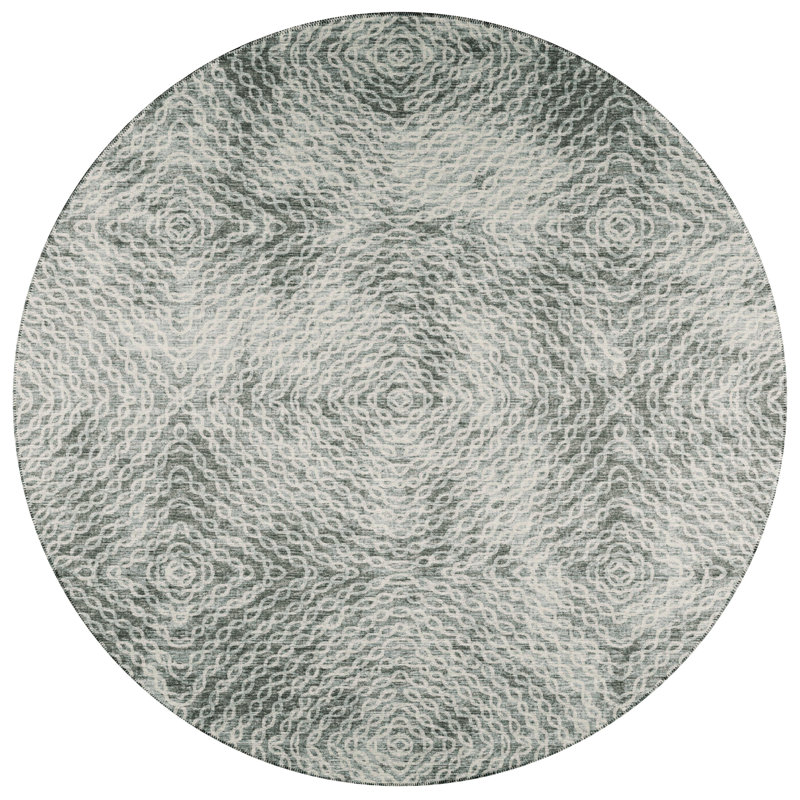 Anna-May Chenille Geometric Indoor / Outdoor Rug, Round 8'