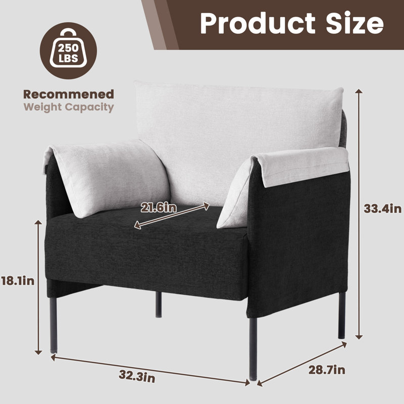 Ensemble de 2 chaises d'appoint 32 po W, Noir